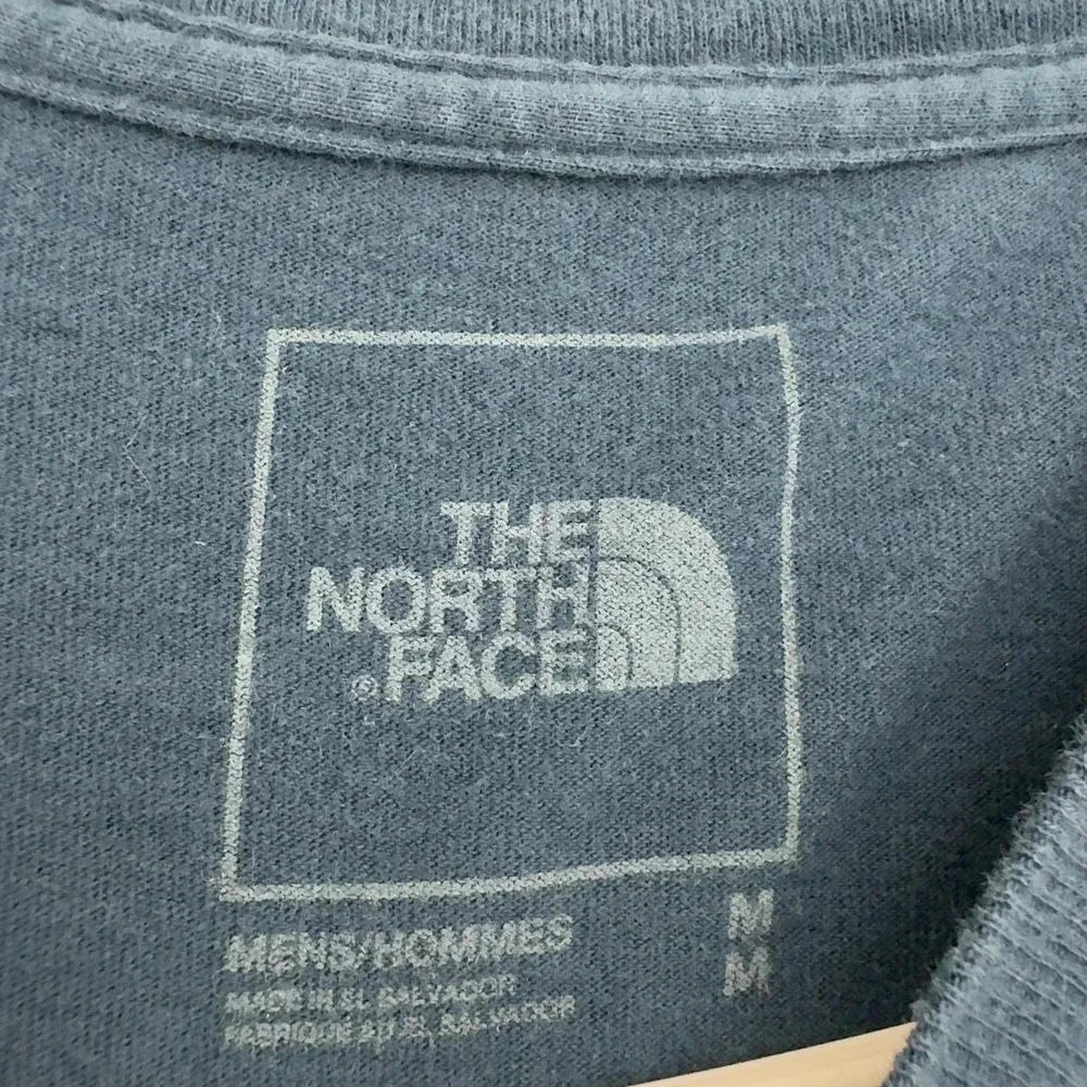 The North Face T-Shirt Mens M Blue Cotton Box Logo Graphic Gorpcore Casual